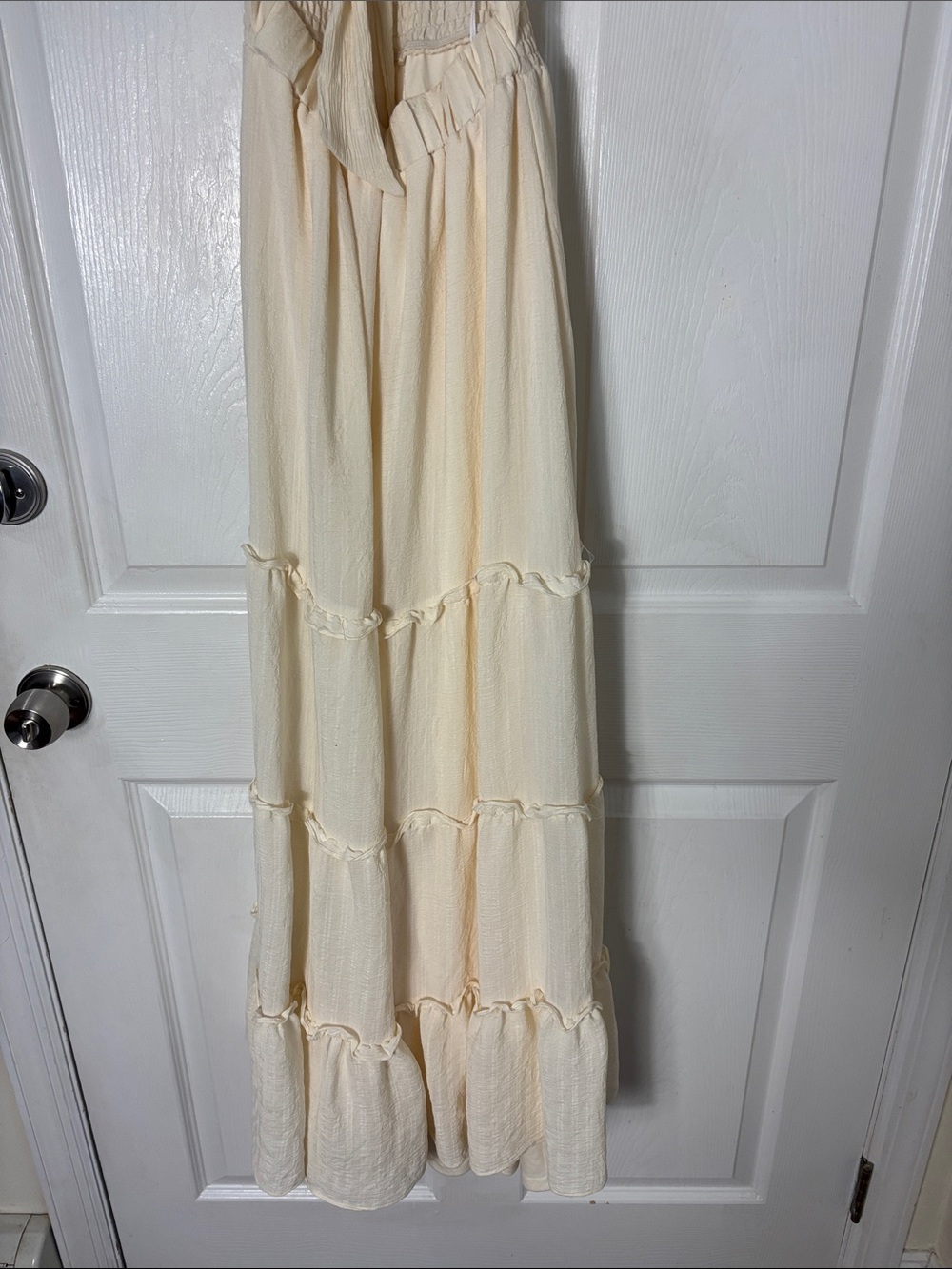 Lulu's Tier It Up Cream Knotted Front Tiered Ruffled Maxi Dress Size XS - Picture 8 of 11